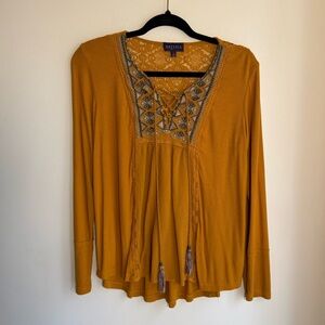 Artesia Women’s Mustard Embroidered Blouse S